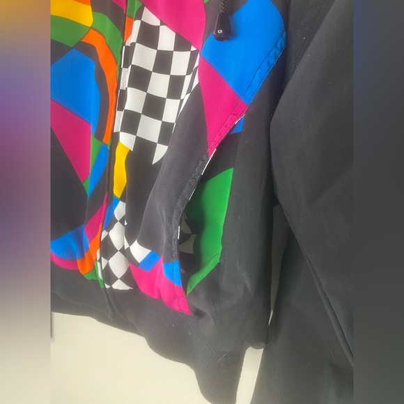 Tail Vintage 80s Tennis Zip Up Jacket Vibrant Neon Op Art Color Block Print - XS - Picture 4 of 6